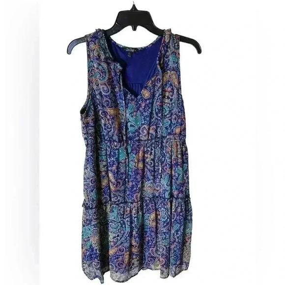 BeBop Women's Dress Paisley Print Lined No Sleeve Size XL Tie Neck Boho NWT - Picture 1 of 9